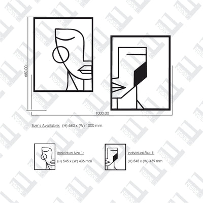 2 Piece Geometric Women Faces - Design11