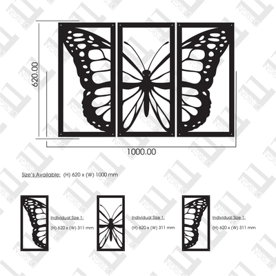 3 Piece Single Butterfly - Design11