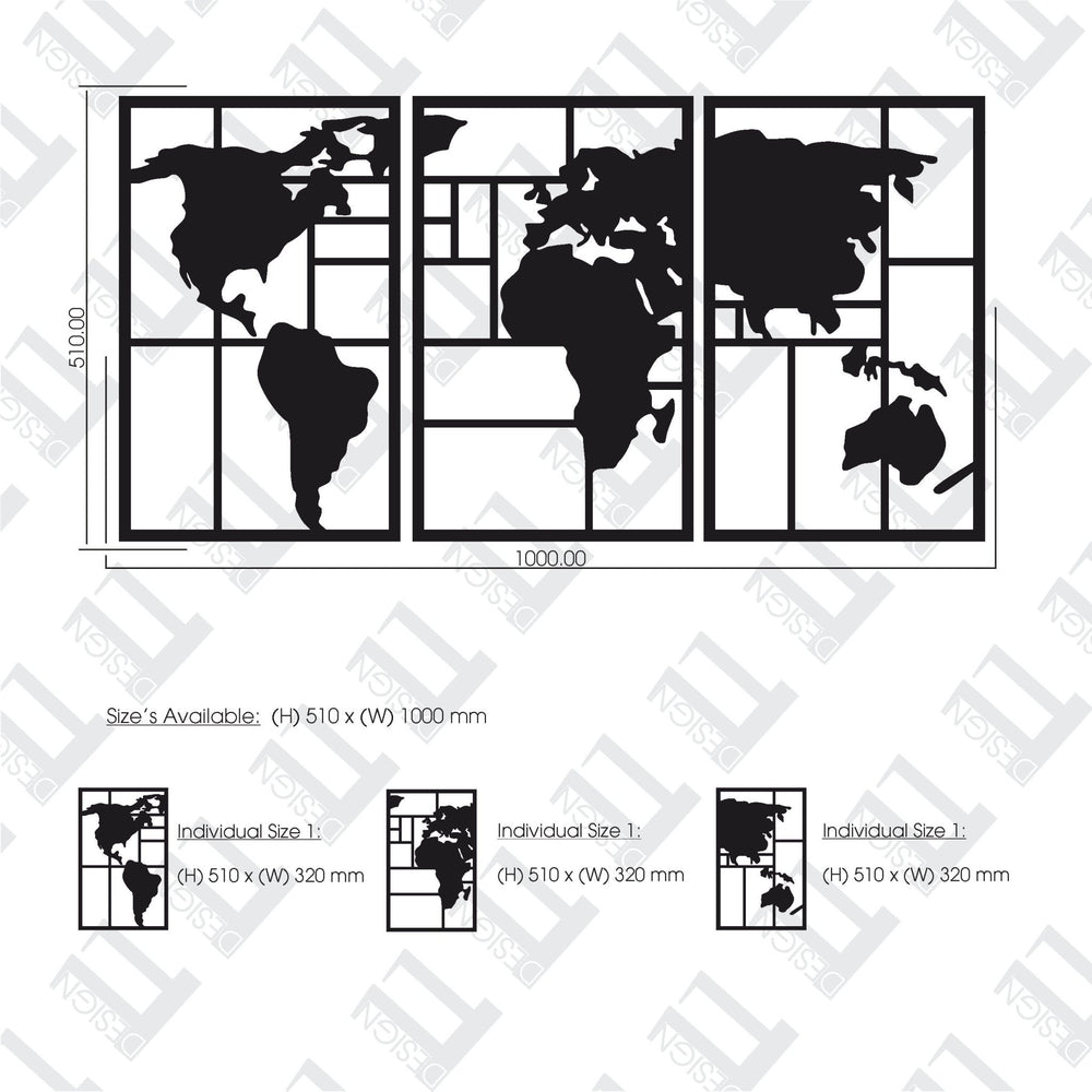 3 Piece World Map | Design11
