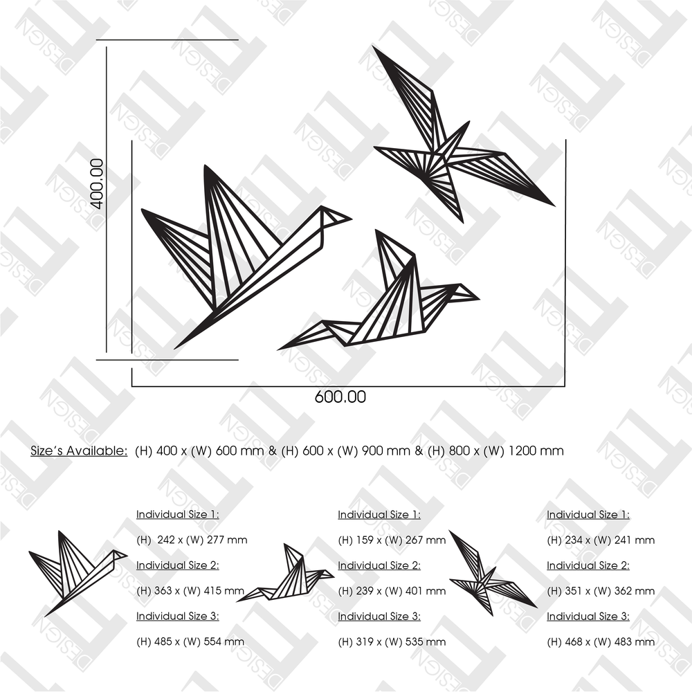 3 Piece Origami Birds