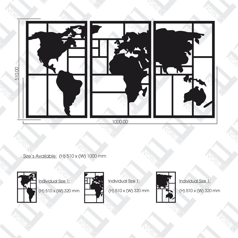 3 Piece World Map