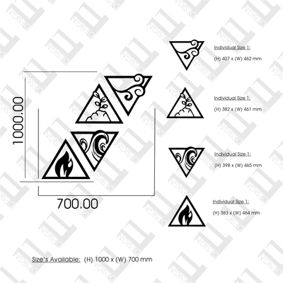 4 Piece Four Elements in Triangles - Design11