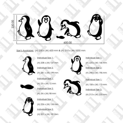 5 PIECE PENGUINS WITH FISH
