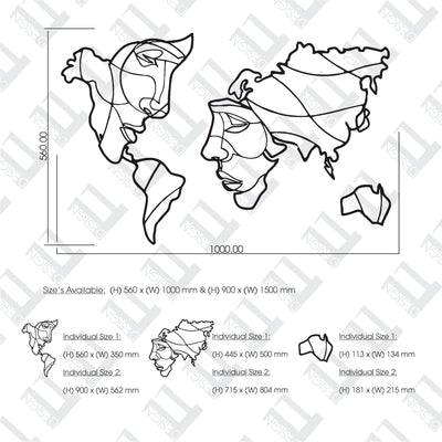 World Map Wall Faces - Design11