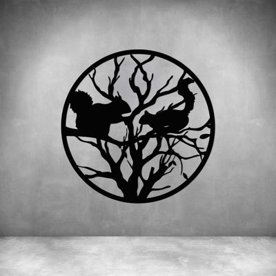 2 Squirrels on Branch in Circle - Design11