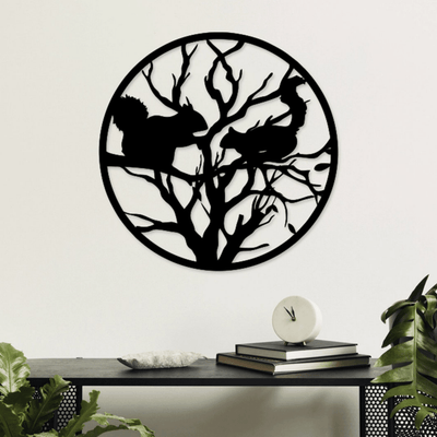 2 Squirrels on Branch in Circle - Design11