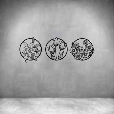 3 Piece Flowers in Circles - Design11