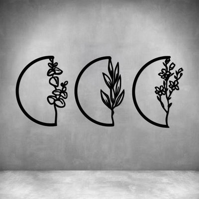 3 Piece Flowers in Half Circles - Design11