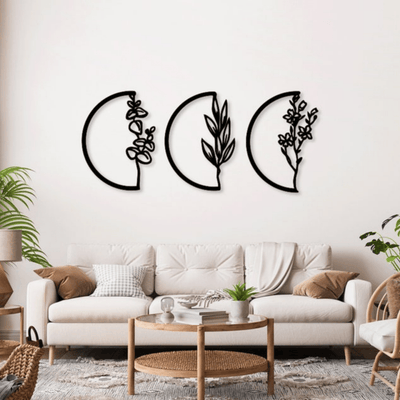 3 Piece Flowers in Half Circles - Design11