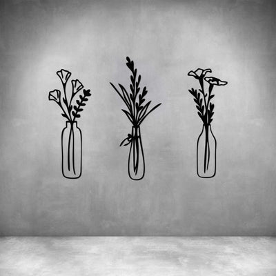 3 Piece Glass Vases with Flowers - Design11