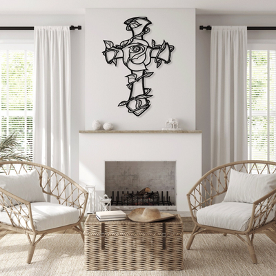 CROSS ENTANGLED IN ROSE BRANCH