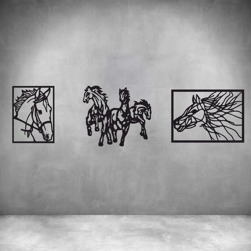 3 PIECE HORSES IN FRAMES