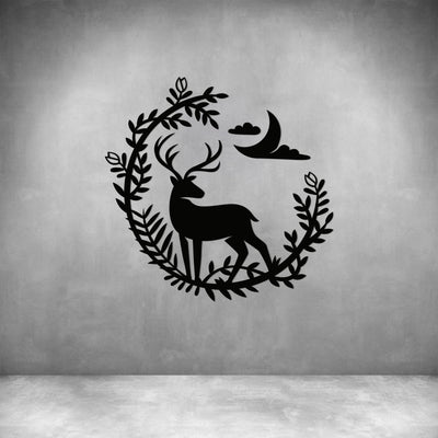 DEER AND MOON IN WREATH