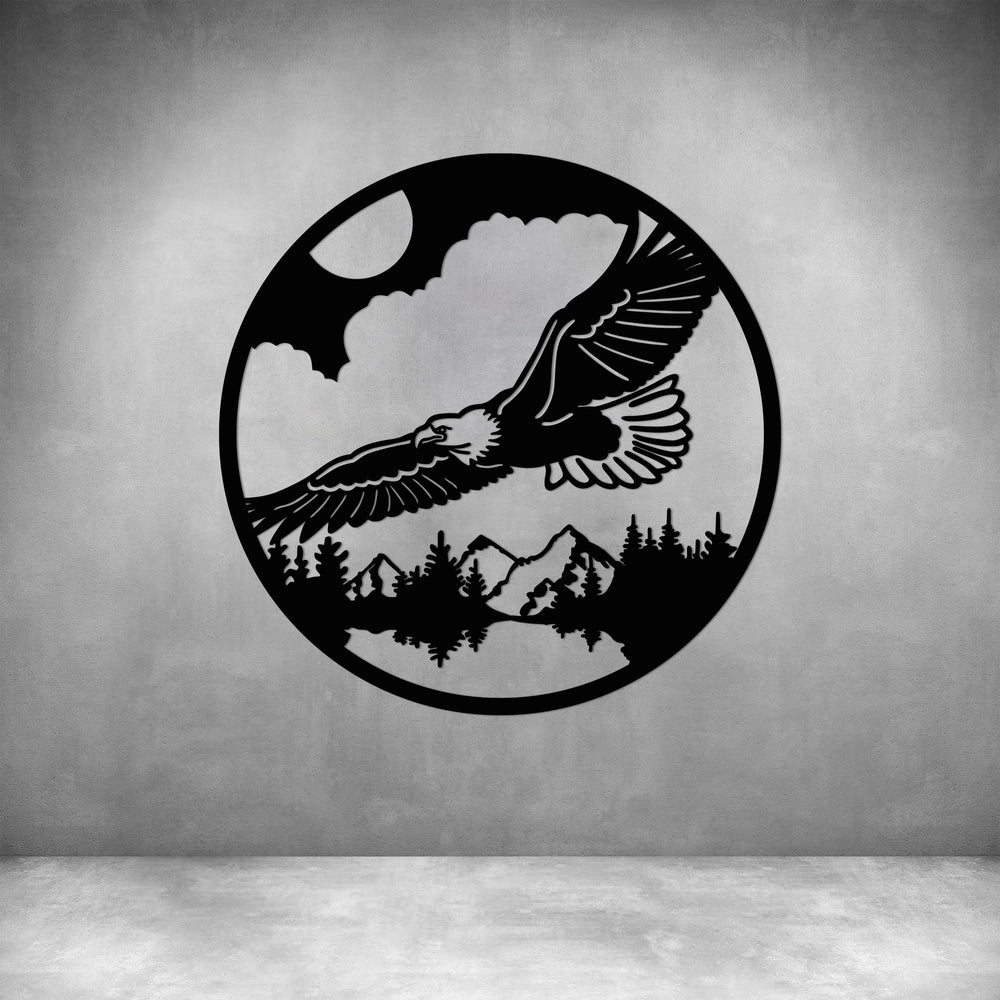 EAGLE AND FOREST IN CIRCLE