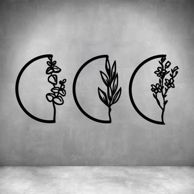 3 Piece Flowers in Half Circles