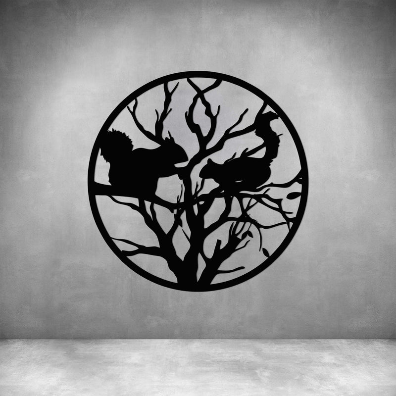 2 Squirrels on Branch in Circle
