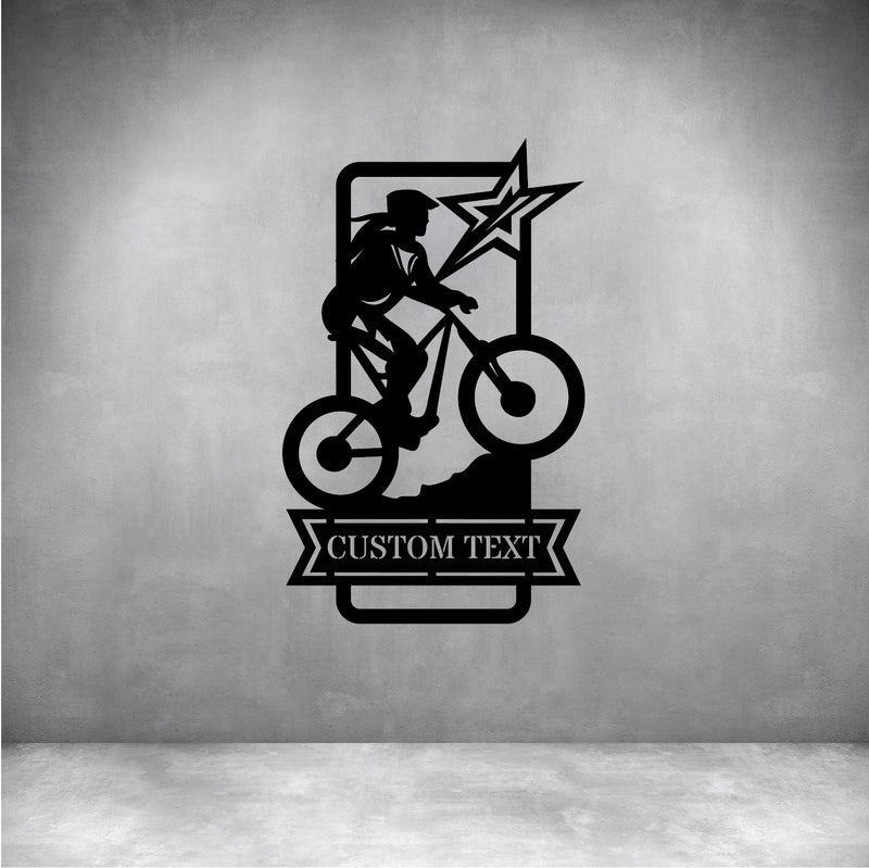 Female Mountain Biking with Custom Text