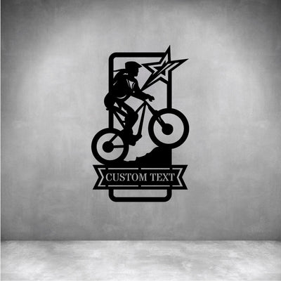 Female Mountain Biking with Custom Text - Design11