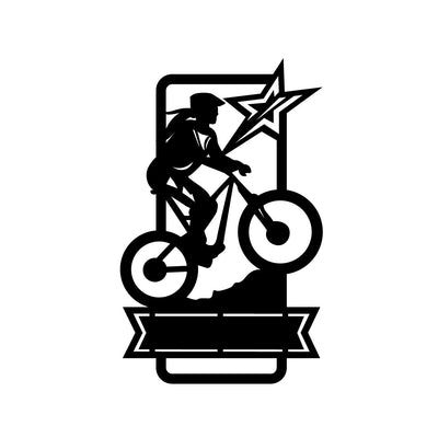 Female Mountain Biking with Custom Text - Design11