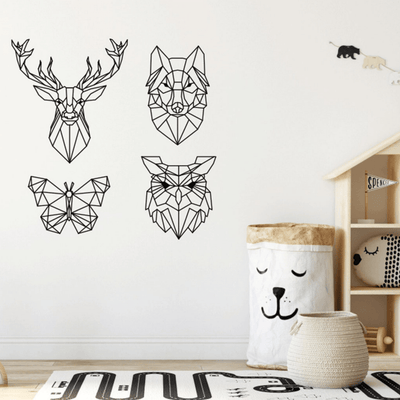 Geometric Wolf Line Drawing - Design11