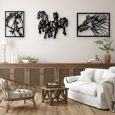 3 PIECE HORSES IN FRAMES