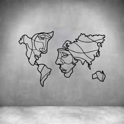 World Map Wall Faces - Design11